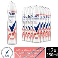 Sure Women Antiperspirant Deodorant Uplifting & Fresh 72H Protection 250ml, 12Pk