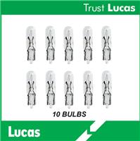 10 x LUCAS LLB286 CAPLESS DASHBOARD BULB 12V 1.2w W2/4.6d 5mm 286