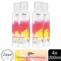 Dove Bath Therapy Glow Shower & Shave Mousse with Orange & Rhubarb Scent 4x200ml