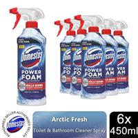 Domestos Power Foam Arctic Fresh Toilet & Bathroom Cleaner Spray, 3 x 650ml