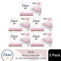 Dove Pink Moisturising Beauty Cream Bar for Soft and Smooth Skin, 2 x 90g, 5pk