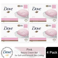 Dove Pink Moisturising Beauty Cream Bar for Soft and Smooth Skin, 2 x 90g, 4pk