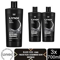 Lynx Black Shower Gel with Frozen Pear & Cedarwood HD Fragrance 700ml, 3 Pack