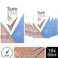Sure Women Maximum Protection Anti-Perspirant Deo Stick Clean Scent 45ml, 18 PK