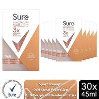 Sure Women Maximum Protection Anti-Perspirant Stick Sport Strength 45ml, 30 Pack