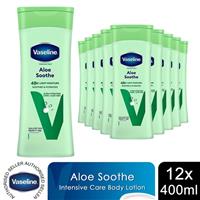 Vaseline Intensive Care Body Lotion Aloe Soothe 48H Light Moisture 400ml, 12 Pk
