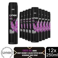 Lynx XXL Aerosol Deodorant Body Spray Excite 48H Protection 250ml, 12Pack