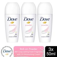 Dove Powder Soft Roll On Anti-Perspirant w/ 48H Long Lasting Fragrance 50ml, 3pk