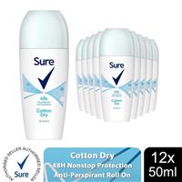 Sure Women Roll On Cotton Dry AntiPerspirant Deodorant 48Hrs Protection, 12x50ml