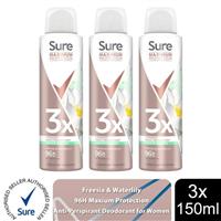 Sure Women Maximum Protection Antiperspirant Spray Freesia & Water Lily, 150ml