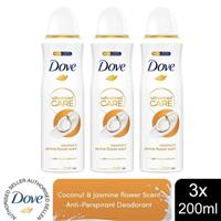 Dove Advanced Care Antiperspirant Deo Coconut & Jasmine Flower Scent 200ml, 3pk