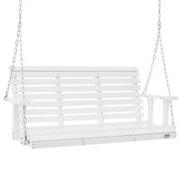 Uimoso 54 Porch Swing Bench Wooden Hanging Outdoor Garden Patio Courtyard White