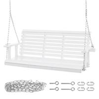 Uimoso 65 Porch Swing Bench Wooden Hanging Outdoor Garden Patio Courtyard White