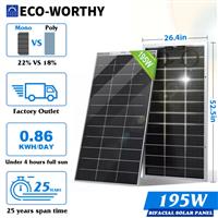 ECO-WORTHY Bifacial 200W 12V Solar Panel 195W for Motorhome Camper Caravan Van