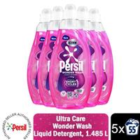 Persil Wonder Wash Liquid Laundry Detergent Bio Ultra Care 55 Washes 1.485L, 5pk