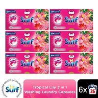 Surf 3 in 1 Laundry Washing Detergent Capsules Tropical Lily, 156 Washes
