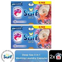 Surf 3 in 1 Laundry Washing Detergent Capsules Deep Sea, 72 Washes