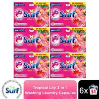 Surf 3 in 1 Laundry Washing Detergent Capsules Tropical Lily, 306 Washes
