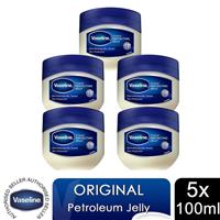 Vaseline Original Skin Protectant Petroleum Jelly for Sensitive Skin 100ml, 5pk