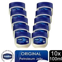 Vaseline Original Skin Protectant Petroleum Jelly for Sensitive Skin 100ml, 10pk