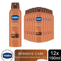 Vaseline Body Lotion Intensive Care Cocoa Radiant Spray Moisturiser 190ml,12pk