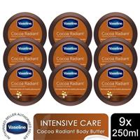 Vaseline Jelly Intensive Care Cocoa Radiant Moisture Rich Body Butter 250ml, 9pk