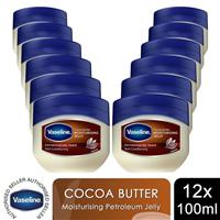 Vaseline Petroleum Jelly Moisturising Cocoa Butter for Dry Skin 100ml,12pk