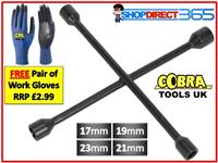 4 WAY UNIVERSAL CROSS WHEEL NUT WRENCH 17 19 21 23mm CAR BRACE SPANNER NEW 4-63