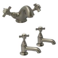 Francis Pegler Sequel Basin Mono Mixer & Bath Taps Set in Brushed Nickel Finish