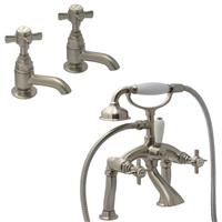 Francis Pegler Sequel Tap Set Basin Taps & Bath Shower Mixer in Brushed Nickel