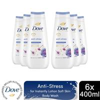 Dove Advanced Care Body Wash Anti-Stress for 24H Renewing Micromoisture, 6x400ml