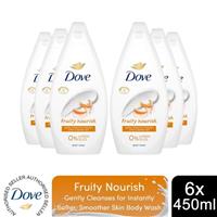 Dove Fruity Nourish Body Wash 0% Sulfate SLES for Soft & Smoother Skin 450ml,3pk