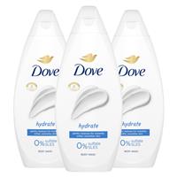 Dove Hydrate Body Wash 0% Sulfate SLES for Softer & Smoother Skin 225ml, 3 Pack
