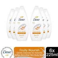 Dove Fruity Nourish Body Wash 0% Sulfate SLES for Soft & Smoother Skin, 6x225ml