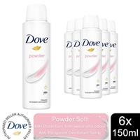 Dove Powder Anti-Perspirant with 48H Sweat Protection Deo for Women 150ml, 6pk