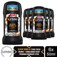 Lynx Fine Fragrance Black Vanilla Deodorant Stick 50ml 6 Pack Mens Deodorant