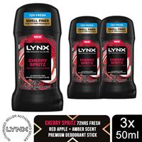 Lynx Deodorant Stick Cherry Spritz with 72Hrs Freshness 50ml, 3 Pack