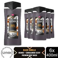 Lynx Black Vanilla Body Wash 400ml 6 Pk Fine Fragrance Mens Shower Gel