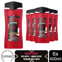 Lynx Cherry Spritz Body Wash 400ml 6 Pack Fine Fragrance Mens Shower Gel