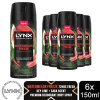Lynx Men Deodorant Watermelon Freeze with 72Hrs Freshness 150ml, 6 Pack