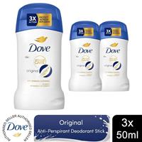 Dove Women Original Anti-Perspirant Deo Stick w/ 72H Sweat Protection 50ml, 3 Pk