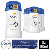 Dove Women Original Anti-Perspirant Deo Stick w/ 72H Sweat Protection 50ml, 6 Pk