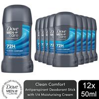 Dove Men+Care Advanced Anti-Perspirant Deodorant Stick Clean Comfort 50ml, 12 Pk