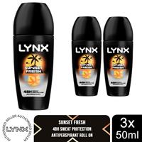 Lynx Sunset Fresh Anti Perspirant Roll On Deodorant 50ml 3 Pack 48H Protection