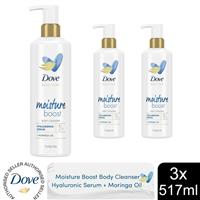 Dove Body Love Moisture Boost Body Cleanser with Hyaluronic Acid, 517ml, 3pk