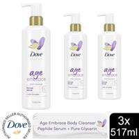 Dove Body Love Age Embrace Body Cleanser with Peptide Serum & Glycerin, 3x517ml