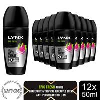 Lynx Epic Fresh Anti Perspirant Roll On 48H Anti Sweat Protection 50ml, 12 Pack