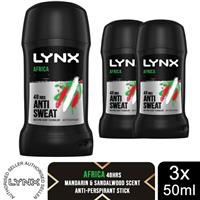 3x of Lynx Africa Anti-perspirant Deodorant Stick 50ml