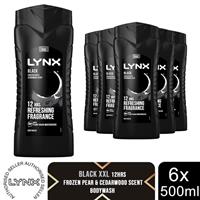 Lynx Fresh Charge Shower Gel Body Wash Black 500ml, 6 Pack