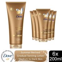 6 Pack Dove DermaSpa Summer Revived Medium to Dark Body Lotion, 200ml